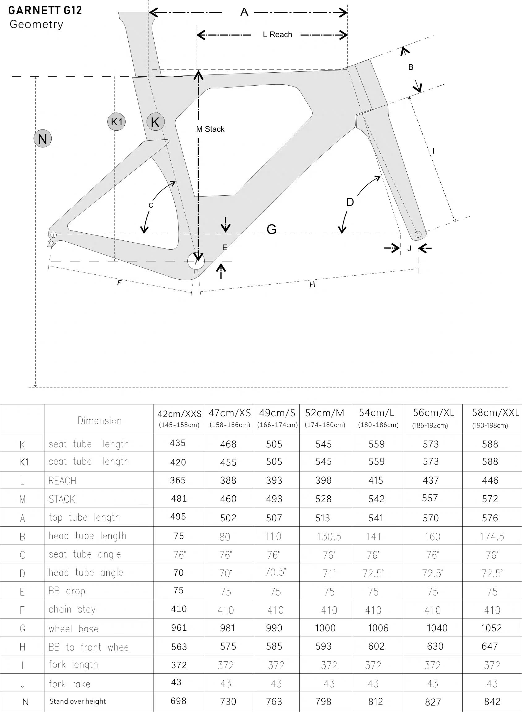 Falco Triathlon G12 Bảng Size